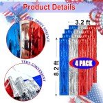 Patriotic Foil Fringe Curtains - 4 Pack