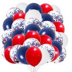 12 Pack Red, White, and Blue Balloons for Parties