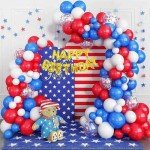 12 Pack Red, White, and Blue Balloons for Parties