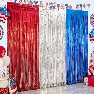 4th of July Tinsel Curtains - Red, White, Blue