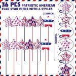 36 Pcs 4th of July Star Picks Set