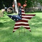 Patriotic Metal Barn Star Garden Stake Decor
