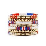 Patriotic Red, White & Blue Beaded Bracelet Set