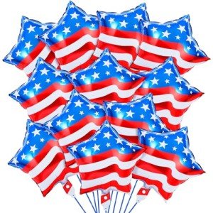30Pcs Red, White, and Blue Star Balloons
