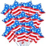 30Pcs Red, White, and Blue Star Balloons