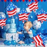 30Pcs Red, White, and Blue Star Balloons