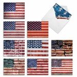 10 Patriotic American Flag Boxed Cards
