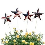 Set of 4 Metal American Flag Garden Stakes