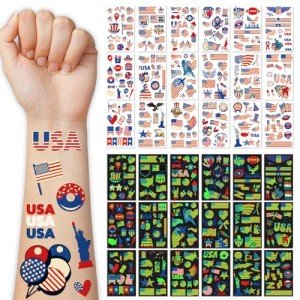 Glow-in-the-Dark Independence Day Tattoo Set