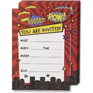 Comic Book Action Hero Birthday Invitations - 24 Pack