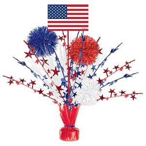 Red, White & Blue Tinsel Burst Centerpiece