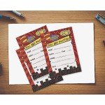 Comic Book Action Hero Birthday Invitations - 24 Pack