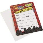 Comic Book Action Hero Birthday Invitations - 24 Pack