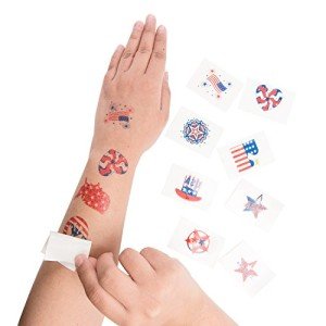 Patriotic American Flag Temporary Tattoos - 144 Pack