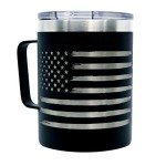 American Flag Black Stainless Steel Travel Mug
