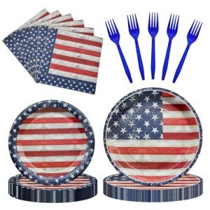 Patriotic Tableware Set - 96 Pieces for Celebrations