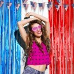 Red, White, and Blue Foil Fringe Backdrop Curtains