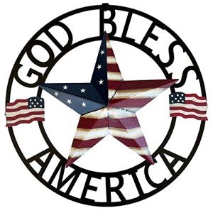 God Bless America Metal Star Wall Decor