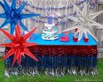 9PC Red, White & Blue Starburst Balloons