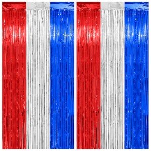 Red, White, and Blue Foil Fringe Curtain Set