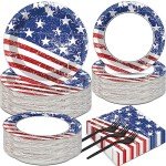 Patriotic Party Plates & Napkins Set for 50