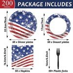 Patriotic Party Plates & Napkins Set for 50