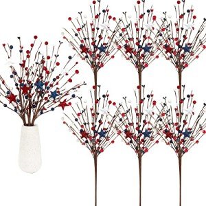 Patriotic Berry Stem Picks for Independence Day Decor