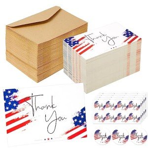 Patriotic Thank You Cards with Envelopes & Stickers