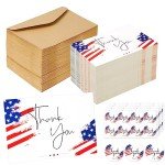 Patriotic Thank You Cards with Envelopes & Stickers