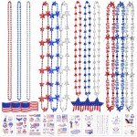 4th of July Party Favors Set with Necklaces & Tattoos