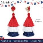 Red White Blue Tassel Earrings - Patriotic Dangles