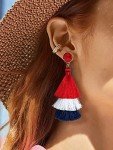 Red White Blue Tassel Earrings - Patriotic Dangles
