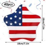 40 Patriotic Star-Shaped Paper Plates for Independence Day