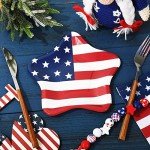 40 Patriotic Star-Shaped Paper Plates for Independence Day