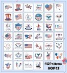 Patriotic 4th of July Temporary Tattoos - 80 Pcs