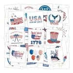 Patriotic 4th of July Temporary Tattoos - 80 Pcs