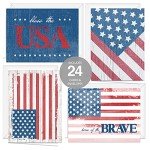 24 American Flag Note Cards for All Occasions