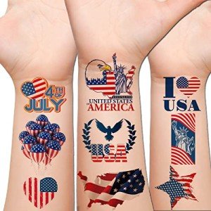 4th of July American Flag Temporary Tattoos – 20 Sheets