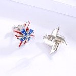 Silver American Flag Stud Earrings for Women