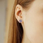 Silver American Flag Stud Earrings for Women