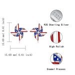Silver American Flag Stud Earrings for Women