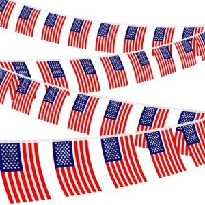 USA Flag Banner - 100 Mini Flags for Events