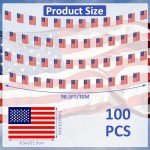 USA Flag Banner - 100 Mini Flags for Events