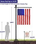 10FT Adjustable Freestanding Flag Pole for America