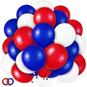 100 Pack Red, White & Blue Balloons for Celebrations
