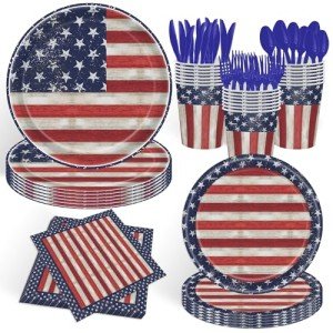 168-Piece 4th of July Party Tableware Set