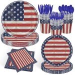 168-Piece 4th of July Party Tableware Set