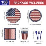 168-Piece 4th of July Party Tableware Set