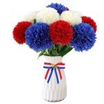12 Pcs Patriotic Artificial Chrysanthemums for Home Decor