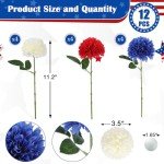 12 Pcs Patriotic Artificial Chrysanthemums for Home Decor
